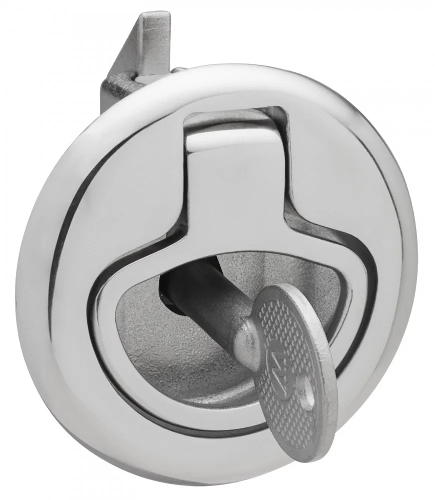 6136C – WHITECAP IND Drawer Latch, Locking Latch Silver Stainless Steel Single With Striker Pose